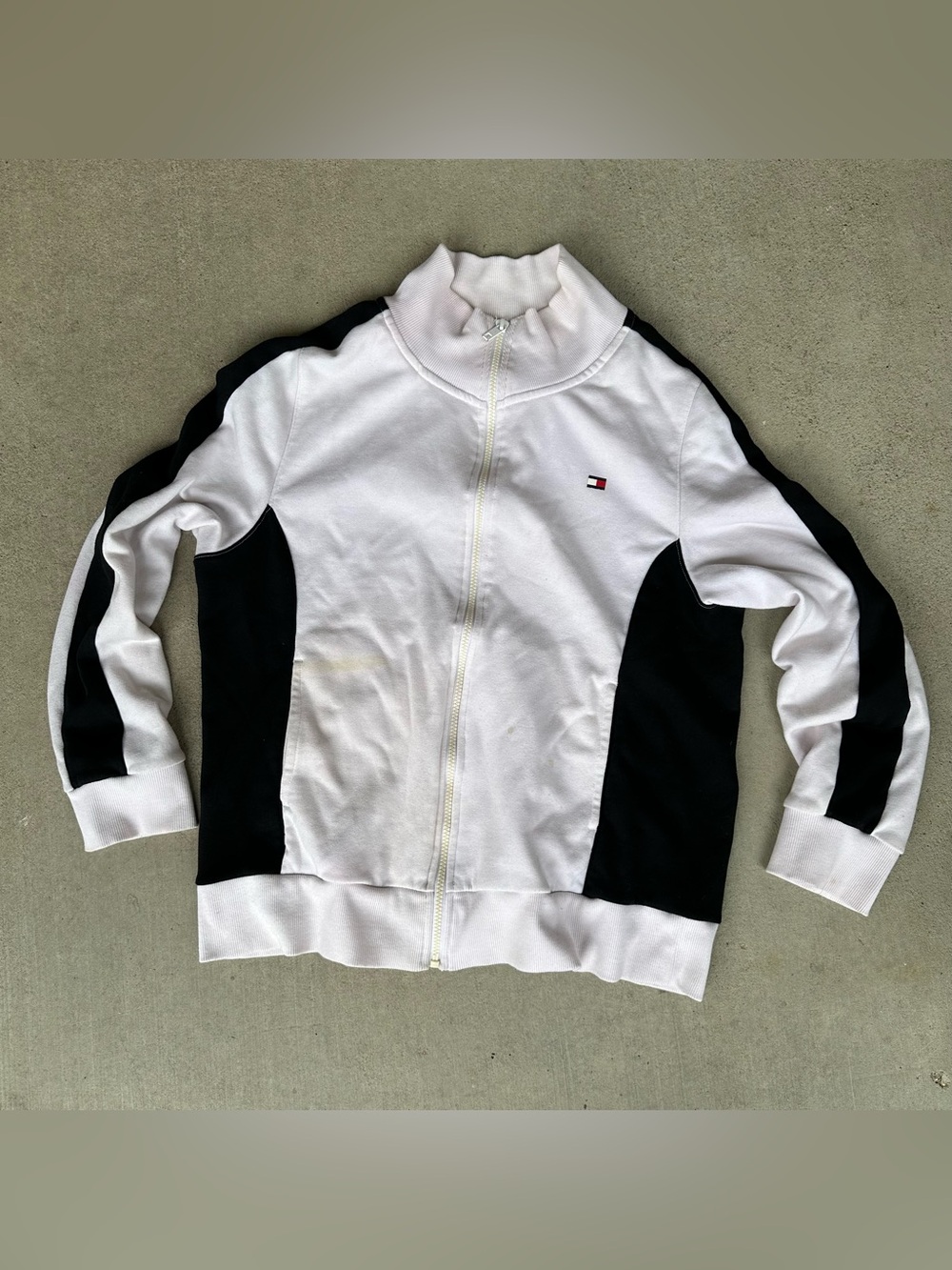Tommy Hilfiger Women’s 2000s Y2K Colorblock Full Zip Mock Neck Track Jacket XL
